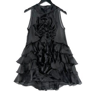 Anne Fontaine Black Silk Organza Layered Sleeveless Aubrey Top